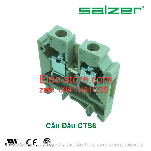 Cầu đấu dây mắt rời CTS6 - Cầu đấu mắt rời  1.5-6mm² 41A 750V - Cầu đấu mắt rời dùng cho dây 6mm - Cầu đấu connectech Salzer