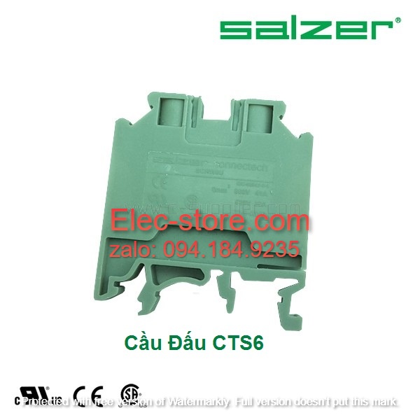 Cầu đấu dây mắt rời CTS6 - Cầu đấu mắt rời  1.5-6mm² 41A 750V - Cầu đấu mắt rời dùng cho dây 6mm - Cầu đấu connectech Salzer