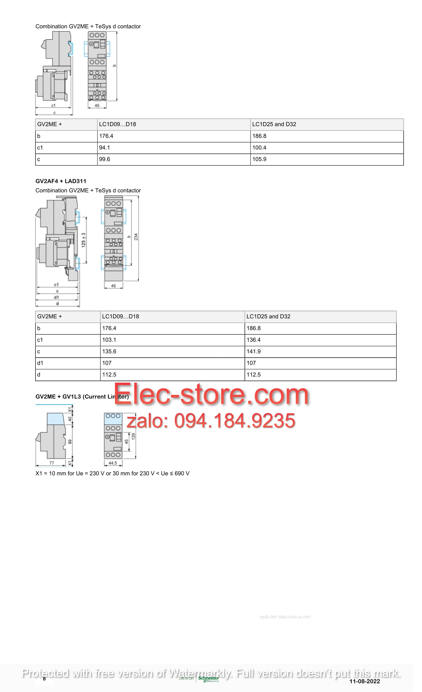 Cầu Dao Bảo Vệ Động Cơ Schneider GV2ME04 - CB Bảo Vệ Động Cơ 3 Cực Schneider - GV2ME04 Schneider (0.40 - 0.63A) - 3P - 690V