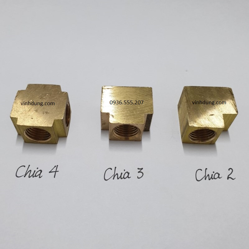 đầu nối chia 2/3/4 ngả đồng ren trong 13
