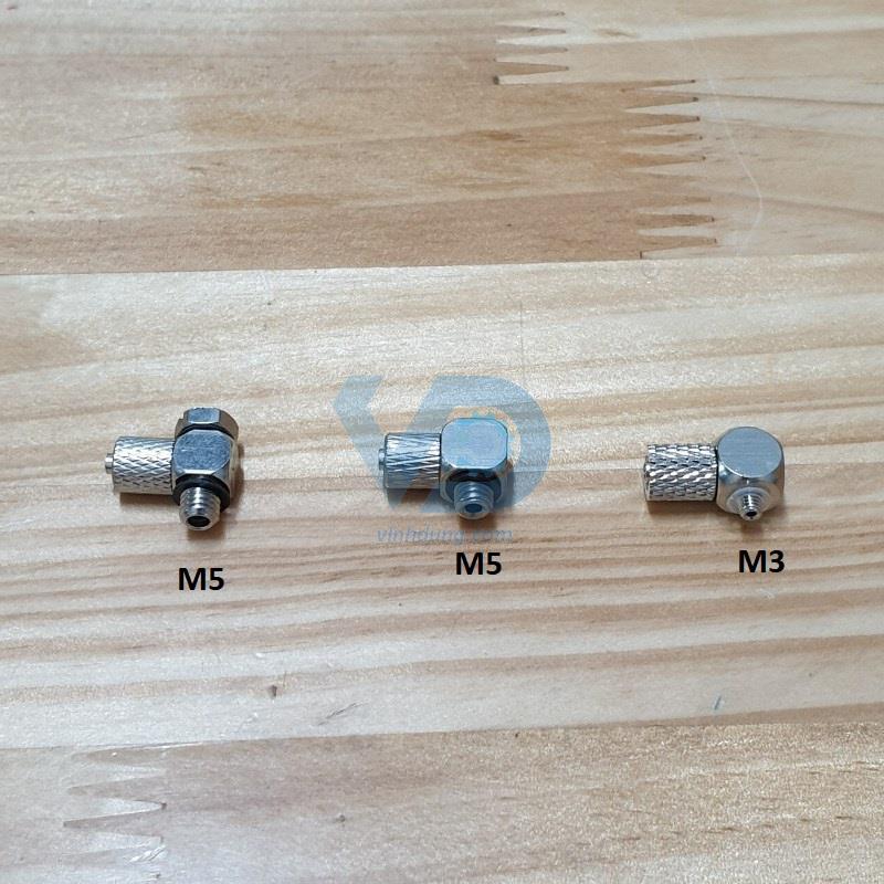 Đầu nối nhanh dạng xiết - góc ren M3/M5