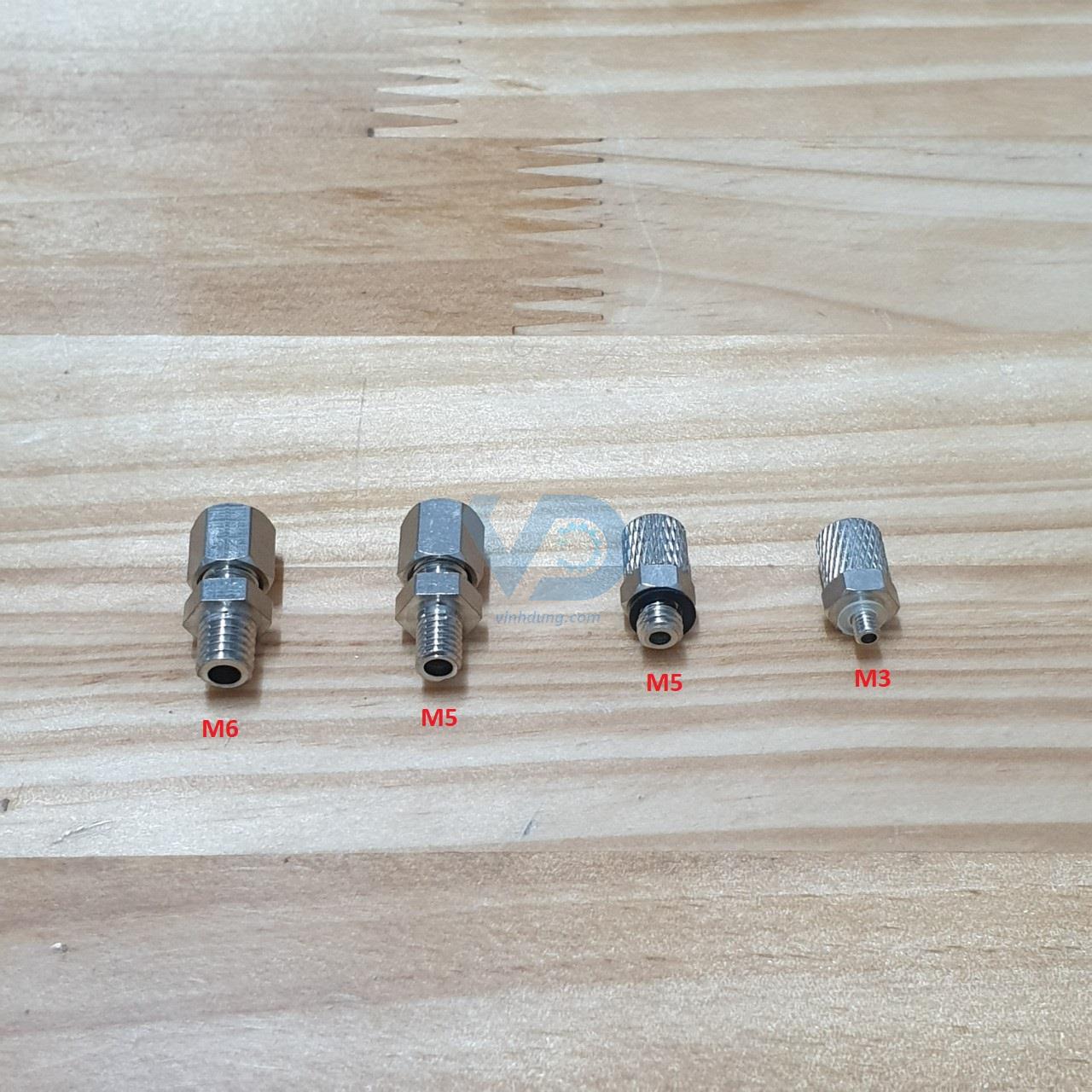 Đầu nối nhanh dạng xiết - ren ngoài M3/M5/M6