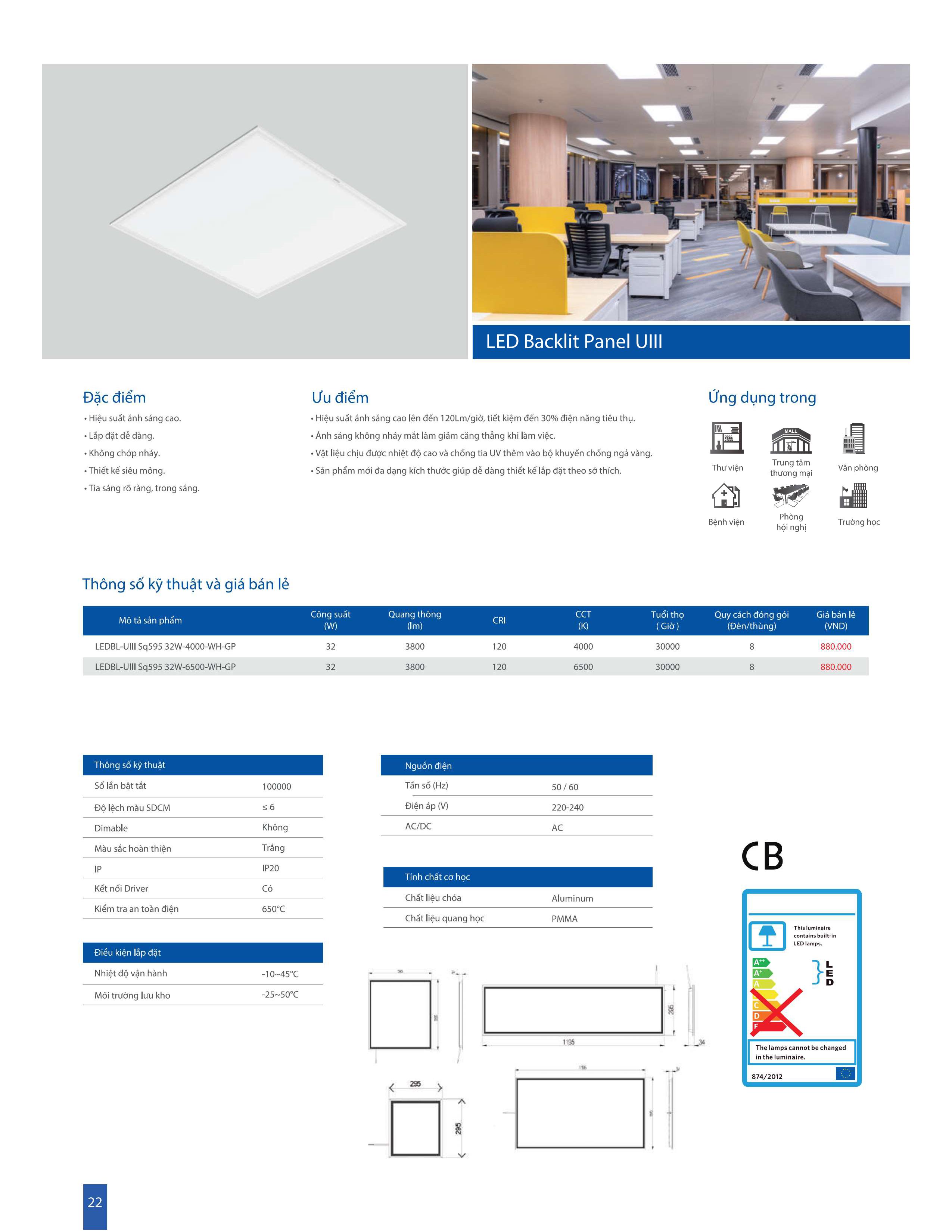 Đèn LED OPPLE Backlit Panel UIII - Chính hãng