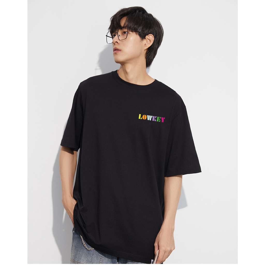 Áo thun form rộng nam nữ cổ tròn in hình mèo hoạ tiết LOWKEY cao cấp K0001 - Vải cotton 2 Màu đen - Trắng