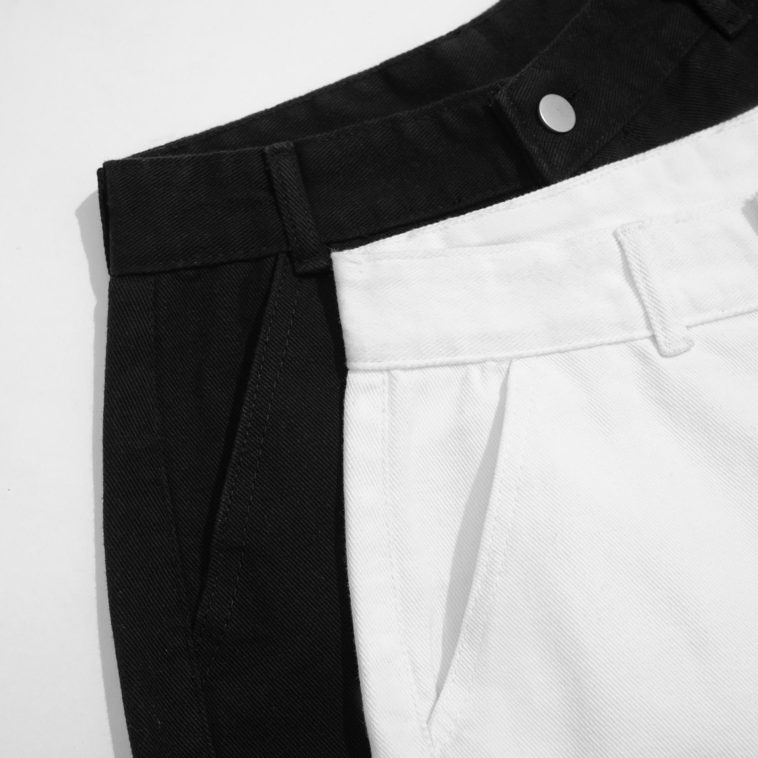K2010 LOWKEY_QUẦN SHORT KAKI NỮ TRẮNG/ĐEN CHẤT VẢI DÀY DẶN, PHONG CÁCH BASIC