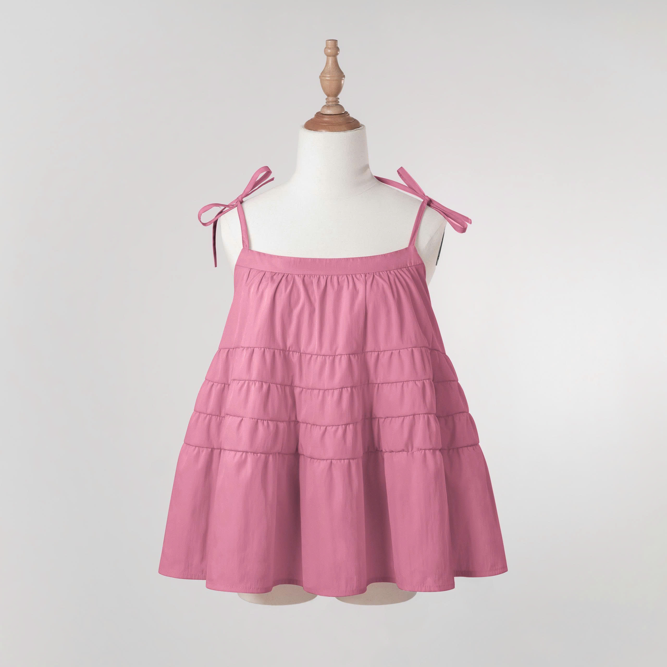K5215 LOWKEY_ÁO HAI DÂY BABYDOLL TẦNG BỒNG XÒE VẢI DÙ NHĂN THOÁNG MÁT