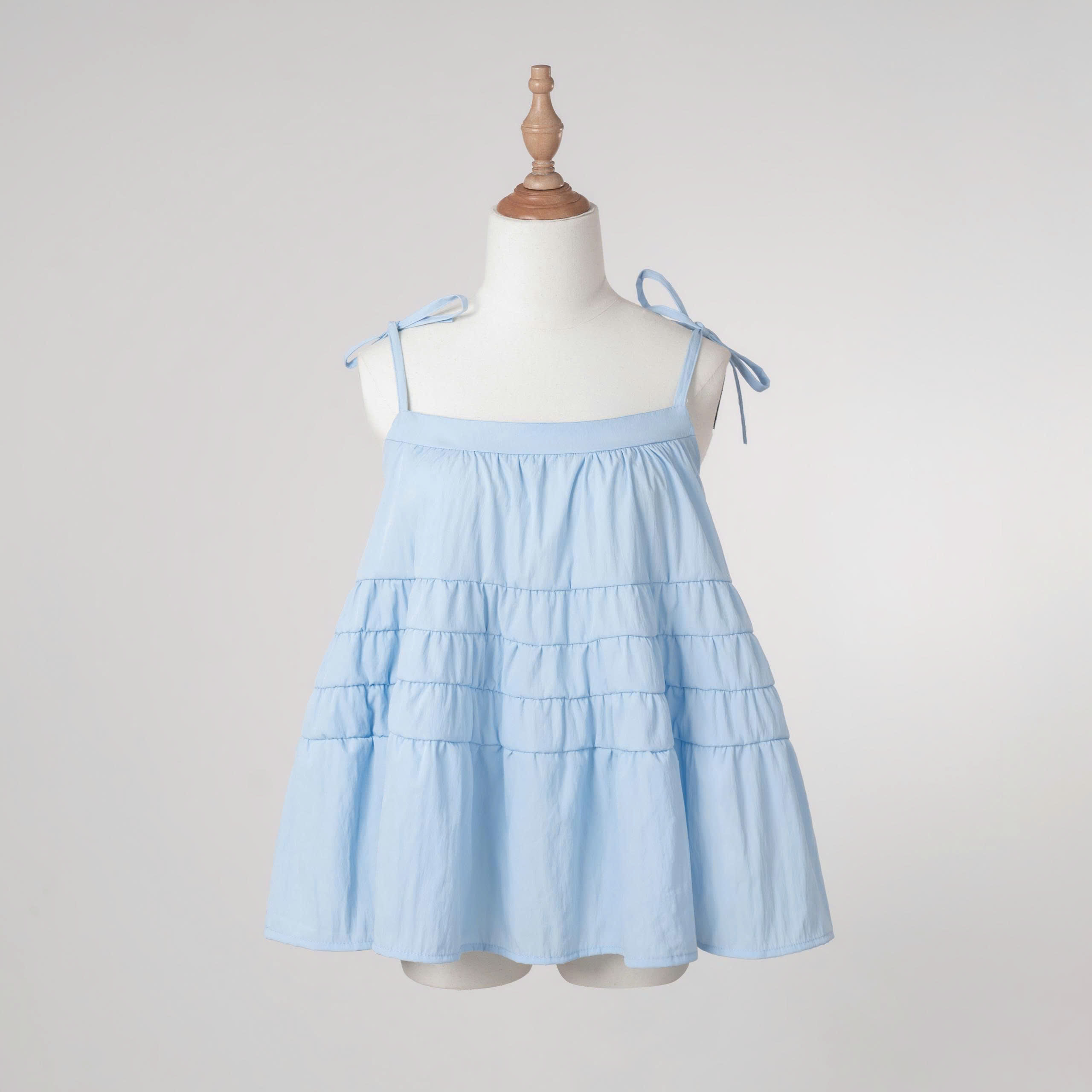 K5215 LOWKEY_ÁO HAI DÂY BABYDOLL TẦNG BỒNG XÒE VẢI DÙ NHĂN THOÁNG MÁT