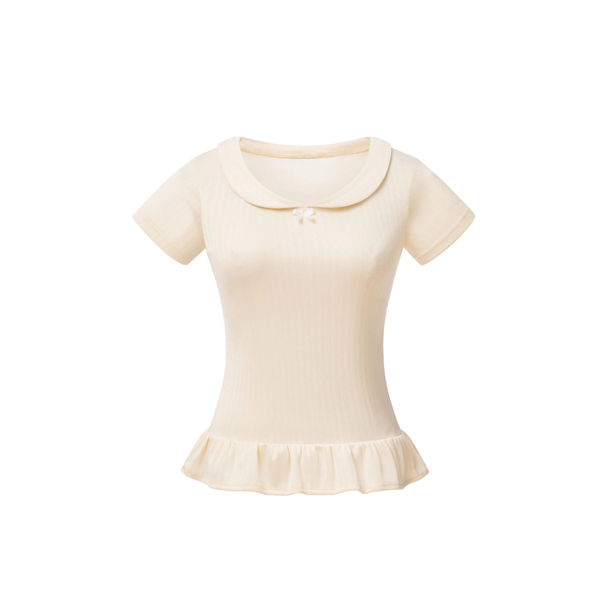 K5216 LOWKEY_ÁO THUN CỔ SEN TAY NGẮN NHÚN LAI BÈO CHẤT THUN COTTON HỌA TIẾT CO GIÃN, MỀM MẠI