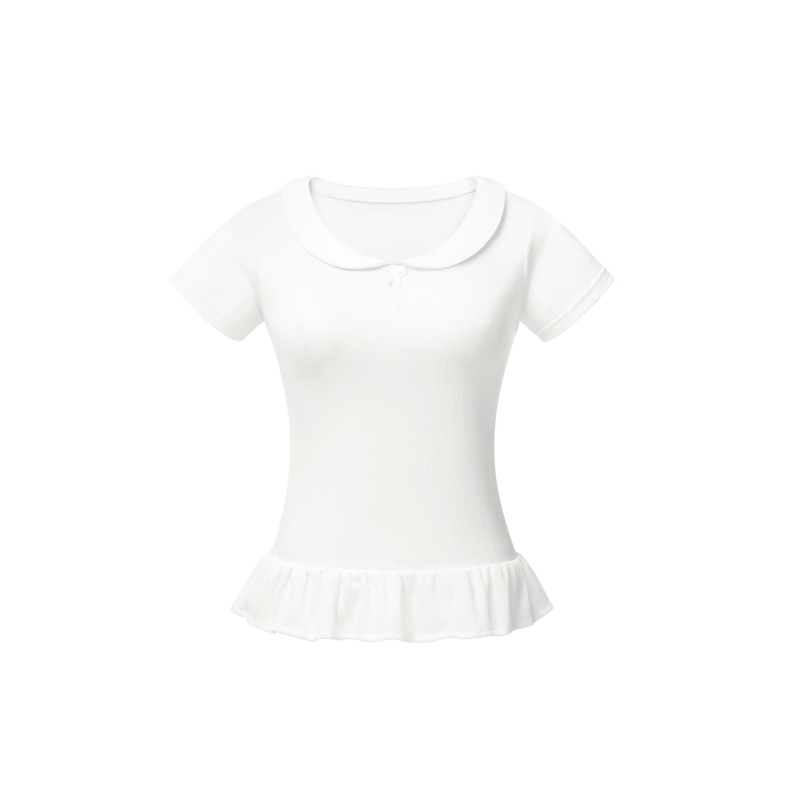 K5216 LOWKEY_ÁO THUN CỔ SEN TAY NGẮN NHÚN LAI BÈO CHẤT THUN COTTON HỌA TIẾT CO GIÃN, MỀM MẠI
