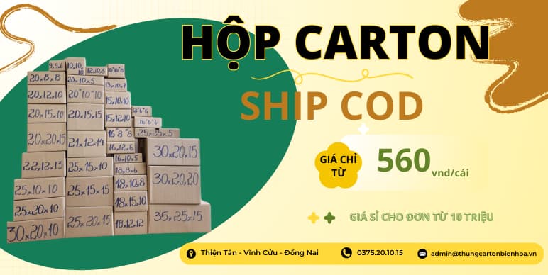 Hộp Carton Ship COD - Giá Chỉ Từ 560đ/cái!
