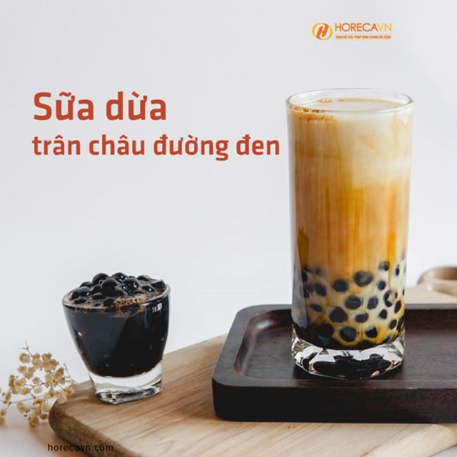 Sữa Dừa Trân Châu Đường Đen