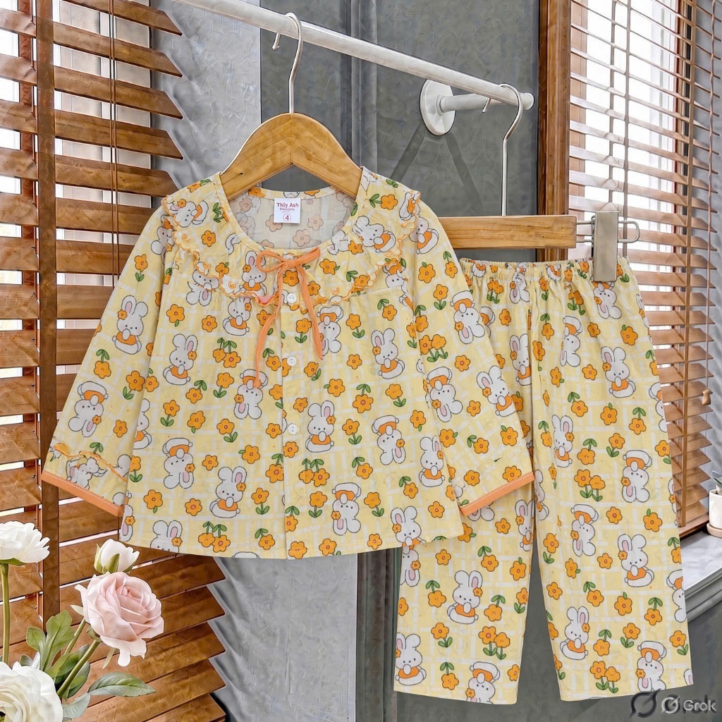 XEM KỸ BẢNG SIZE- Bộ tole tay dài quần dài cổ thêu bé gái [13kg-20kg] vải tole loại 1