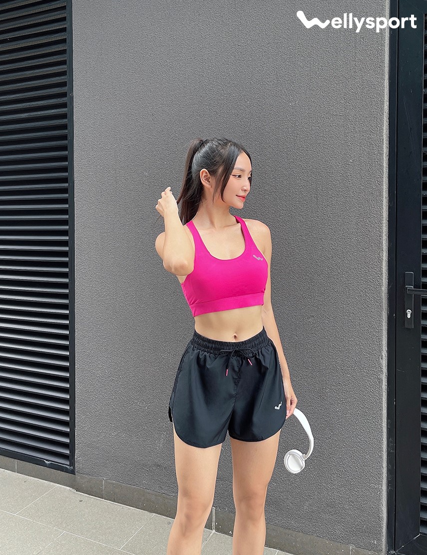 Áo Bra Tập Gym, Yoga Nữ, Màu Hồng Pink, Welly Sport, Mã AOBP
