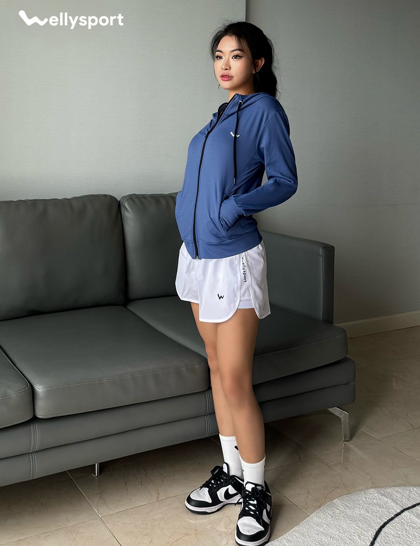 Áo Khoác Chống Nắng Nữ Running, Màu Xanh Dark Blue, Welly Sport, Mã AKN07