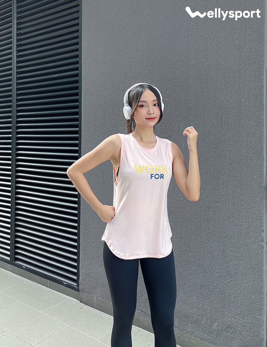 Áo Tanktop Tập Gym, Yoga Nữ, Welly Sport, Màu Hồng Nude, Mã ATTN02