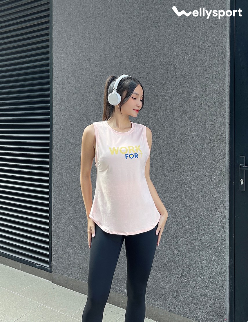 Áo Tanktop Tập Gym, Yoga Nữ, Welly Sport, Màu Hồng Nude, Mã ATTN02