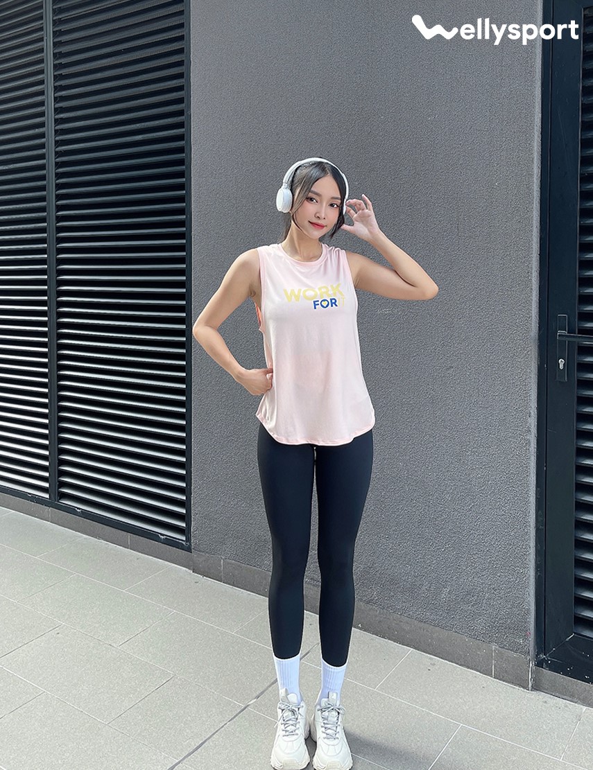 Áo Tanktop Tập Gym, Yoga Nữ, Welly Sport, Màu Hồng Nude, Mã ATTN02