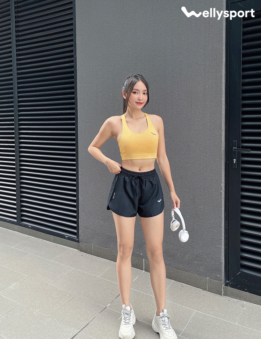 Áo Bra Tập Gym, Yoga Nữ, Màu Vàng Melon, Welly Sport, Mã AOBV