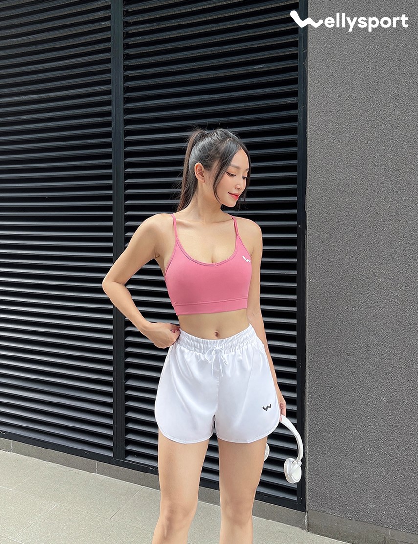 Áo Bra Tập Gym, Yoga Nữ, Màu Hồng Pastel, Welly Sport, Mã AOBH