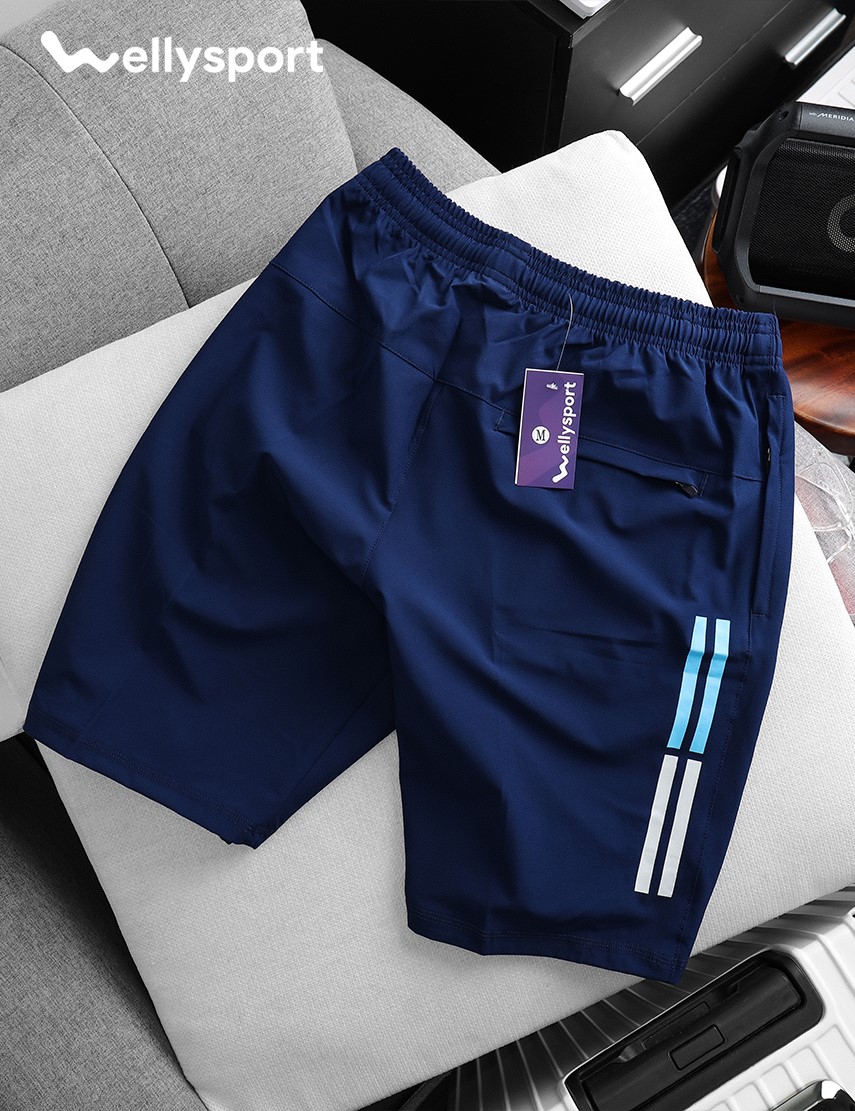 Quần Short Thể Thao Nam 2 Sọc , Welly Sport, thoáng khí, thoải mái vận động, Mã QSPQ