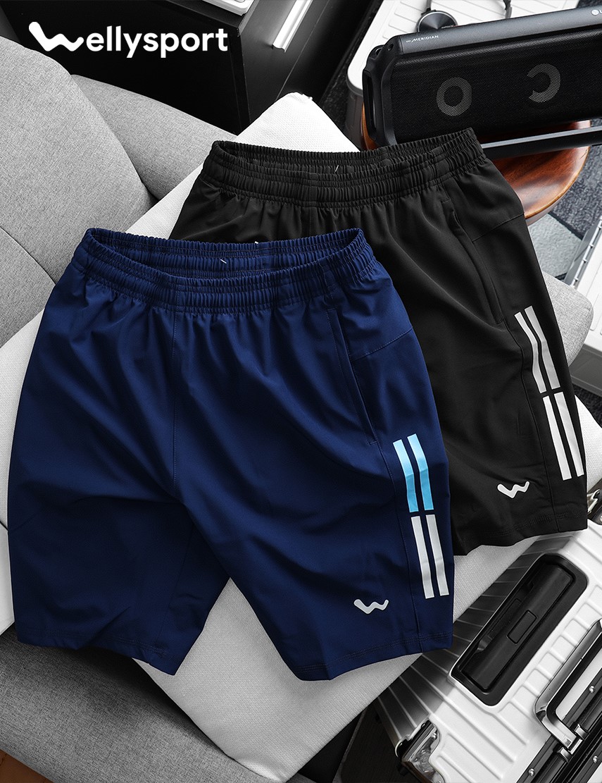 Quần Short Thể Thao Nam 2 Sọc , Welly Sport, thoáng khí, thoải mái vận động, Mã QSPQ