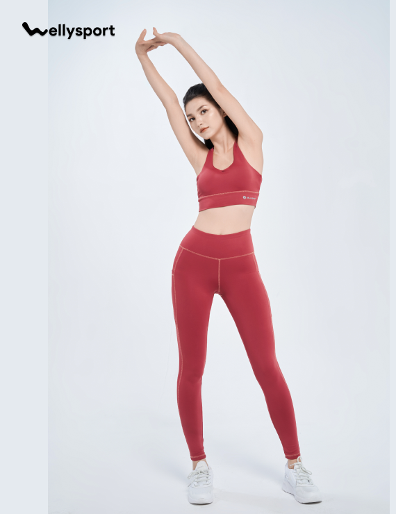 Bộ Đồ Tập Yoga, Gym Nữ 2 dây - Màu Đỏ Gạch SunSet, Mã BTN02