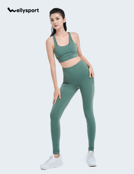 Bộ Đồ Tập Yoga, Gym Nữ 2 dây - Màu Xanh Cyan Green, Mã BTN02