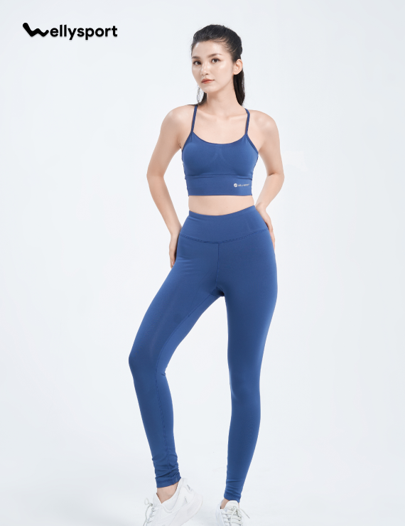 Bộ Đồ Tập Yoga, Gym Nữ 1 Dây- Xanh Đen Blueberry, Mã BTN01