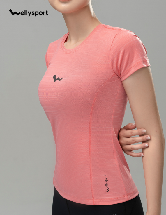 Áo Thun Nữ Cổ Tròn Logo, Welly Sport - Màu Hồng Salmon, Mã ANCTLG01