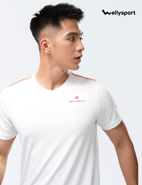 Áo Thun Nam Cổ Tròn Logo Ngực Trái - Màu Trắng White, Mã ALGNT01