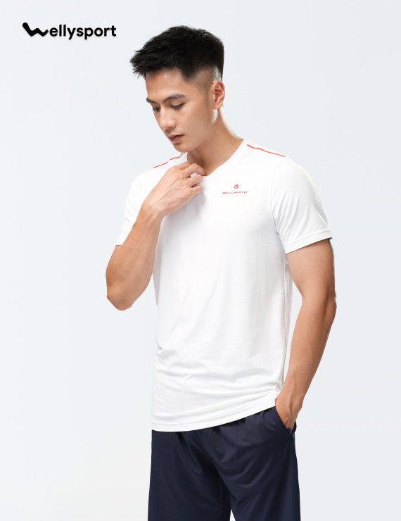 Áo Thun Nam Cổ Tròn Logo Ngực Trái - Màu Trắng White, Mã ALGNT01