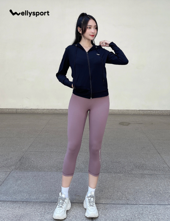 Quần Legging Nữ Lửng Tập Yoga, Gym, Màu Tím Orchid, Welly Sport, Mã QLN01