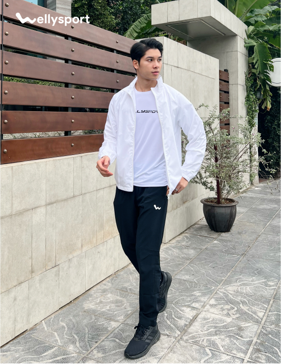 Áo Khoác Thể Thao Nam Running Jacket, Màu Trắng, Welly Sport, Mã AKN09
