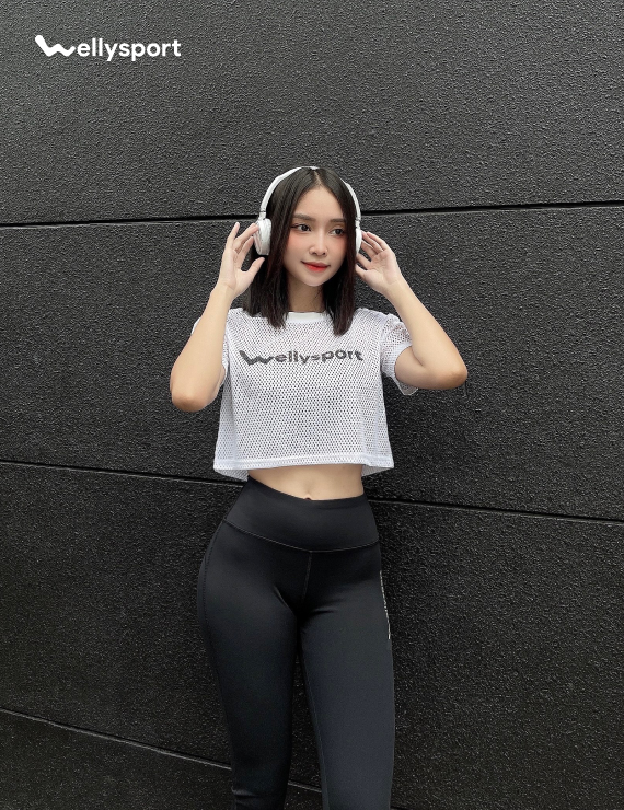 Áo Lưới Nữ Tập Gym, Yoga, Chạy Bộ, Welly Sport, Màu Trắng, Mã ALN01