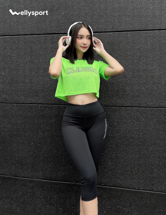 Áo Lưới Nữ Tập Gym, Yoga, Chạy Bộ, Welly Sport, Màu Xanh Lime, Welly Sport, Mã ALN05