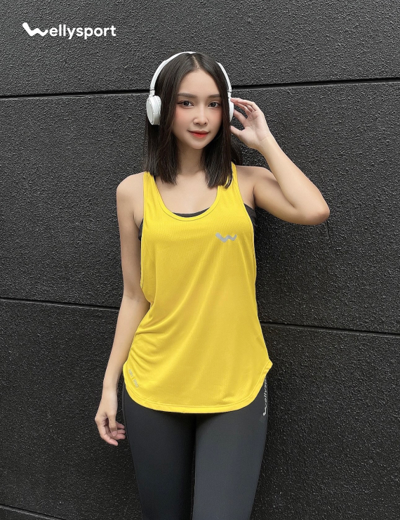 Áo Tanktop Tập Gym, Yoga Nữ,  Welly Sport, Màu Vàng Gold, Mã ATTN05
