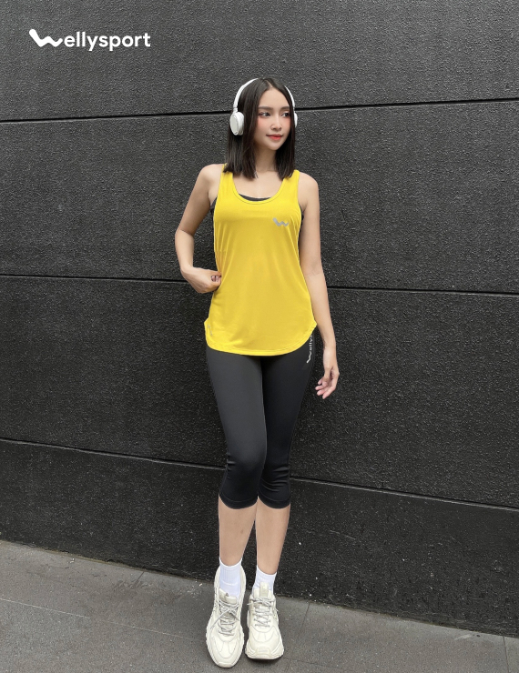 Áo Tanktop Tập Gym, Yoga Nữ,  Welly Sport, Màu Vàng Gold, Mã ATTN05