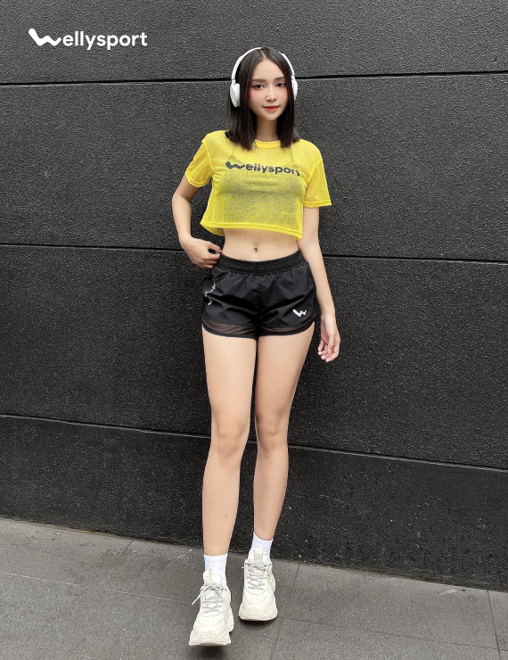 Áo Lưới Nữ Tập Gym, Yoga, Chạy Bộ, Welly Sport, Màu Vàng, Welly Sport, Mã ALN03