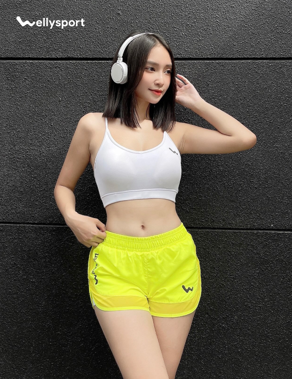 Quần Short Nữ, Tập Gym, Chạy Bộ, Màu Xanh, Welly Sport, Mã QSNX
