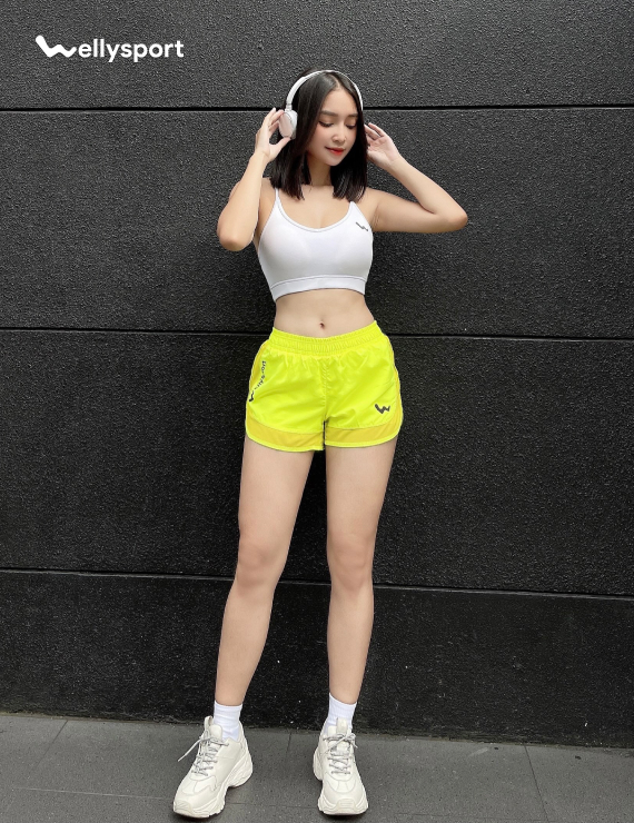 Quần Short Nữ, Tập Gym, Chạy Bộ, Màu Xanh, Welly Sport, Mã QSNX