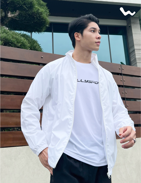 Áo Khoác Thể Thao Nam Running Jacket, Màu Trắng, Welly Sport, Mã AKN09