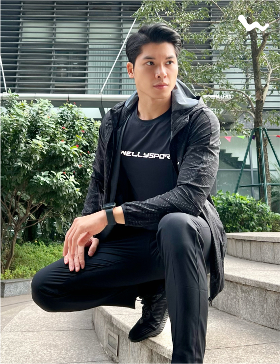 Áo Khoác Nam Running Jacket, Màu Đen Chấm, Welly Sport, Mã AKN01