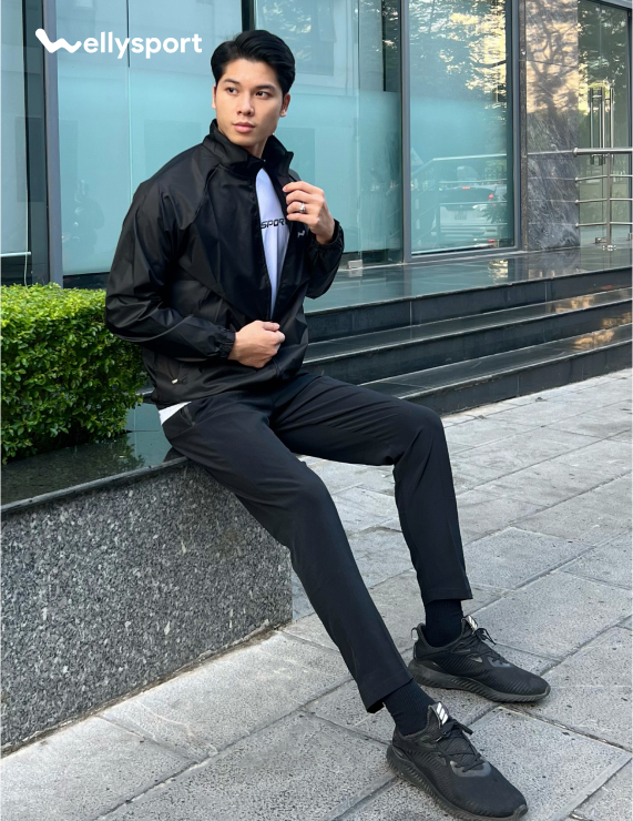 Áo Khoác Nam Running Jacket, Màu Đen, Welly Sport, Mã AKN010