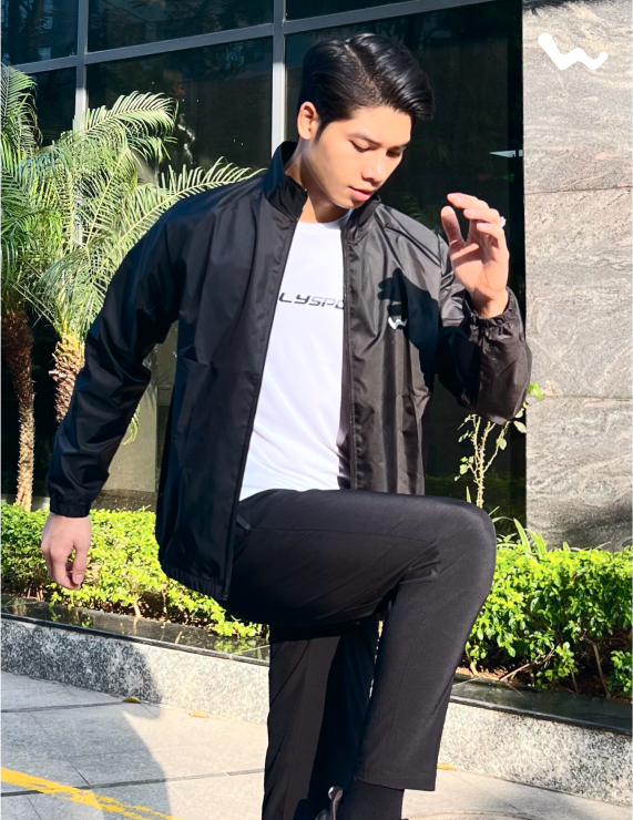 Áo Khoác Nam Running Jacket, Màu Đen, Welly Sport, Mã AKN010