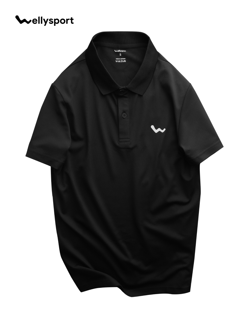 Áo Polo Nam Trơn Cao Cấp, Màu Đen, Welly Sport, Mã APLN01