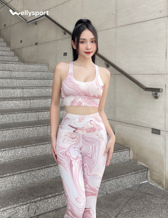 Set Đồ Tập Yoga, Gym Nữ, Màu Loang Hồng, Welly Sport, Mã BTN0501