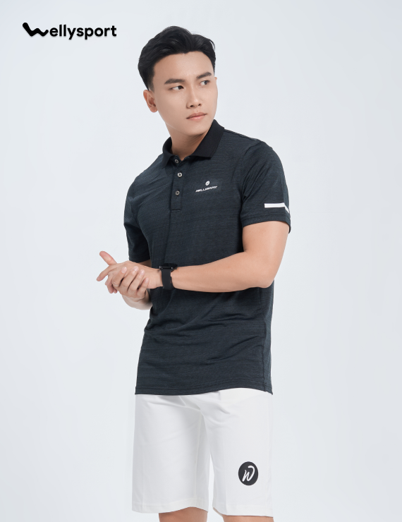 Áo Polo Thể Thao Nam Có Cổ, Welly Sport, Màu Đen Black, Mã APLON