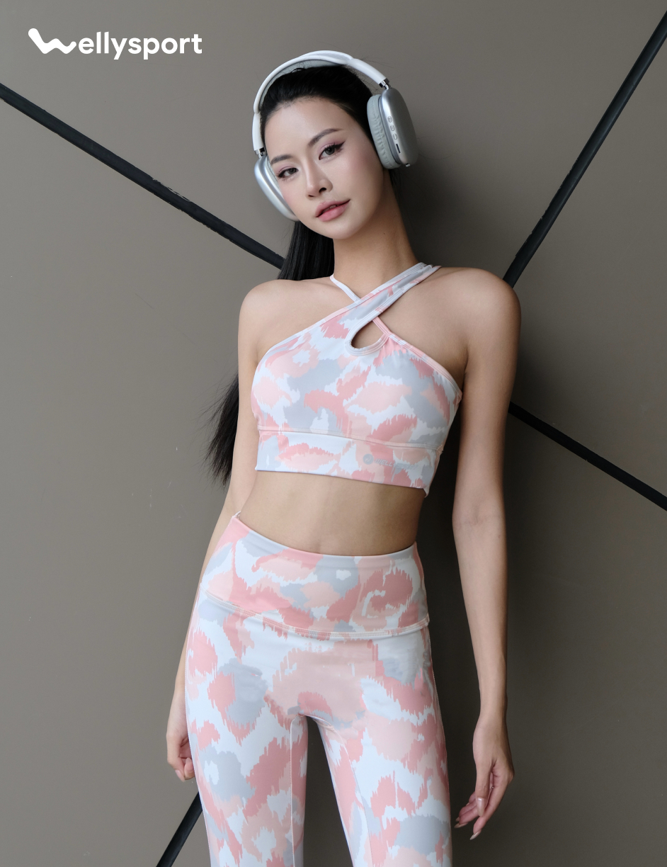 Set Đồ Tập Yoga, Gym Nữ, Màu Loang Cam, Welly Sport, Mã BTLC