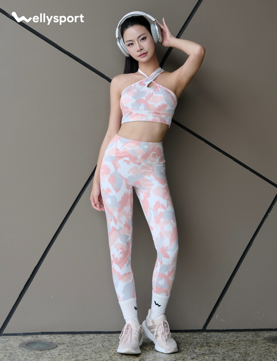 Set Đồ Tập Yoga, Gym Nữ, Màu Loang Cam, Welly Sport, Mã BTLC