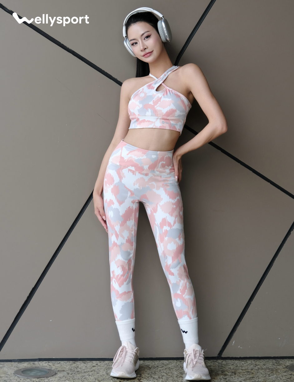 Set Đồ Tập Yoga, Gym Nữ, Màu Loang Cam, Welly Sport, Mã BTLC